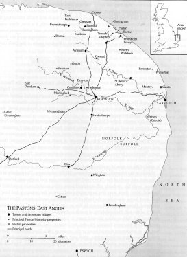 Map of key places in the Paston world. 